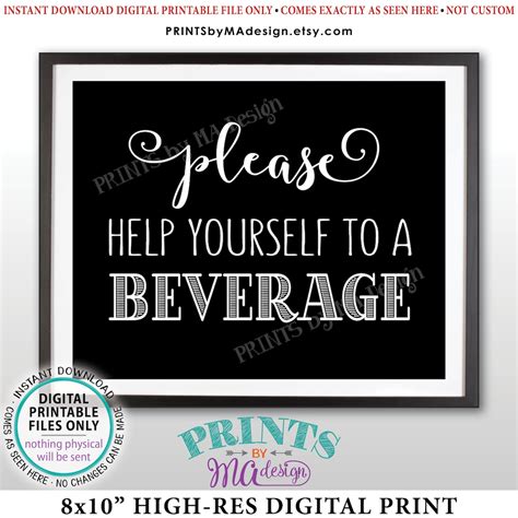 Beverage Station Sign Please Help Yourself To A Beverage Black