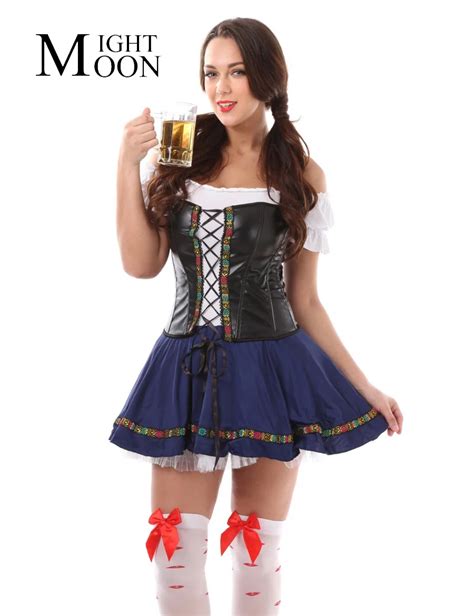 Moonight Sexy Halloween German Beer Maiden Costume Blue Germany Beer