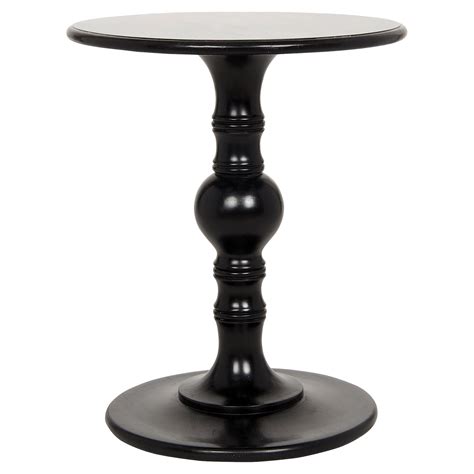 Noir Brighton Modern Classic Black Round Wood Pedestal Side End Table