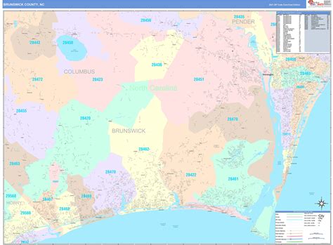 Brunswick County, NC Wall Map Color Cast Style by MarketMAPS - MapSales