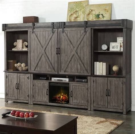 Electric fireplace modern entertainment center. electric fireplace entertainment center with sliding barn ...