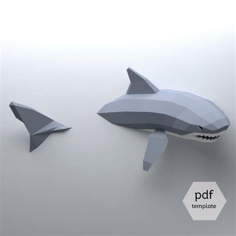 Modelo Low Poly Shark Crea Tu Propio Tiburón 3d Papercraft Etsy