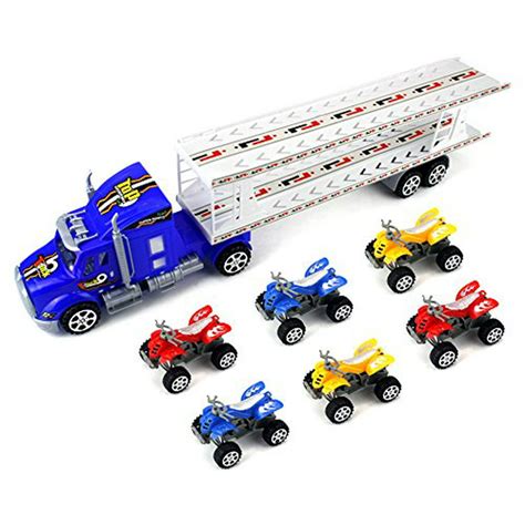 Top Transporter Trailer Childrens Friction Toy Semi Truck Ready To Run