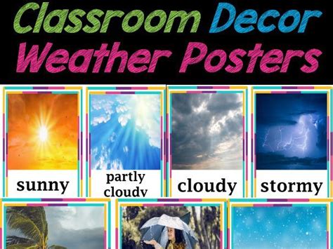 Weather Visual Cards For Calendar Time Back To School Classroom Decor