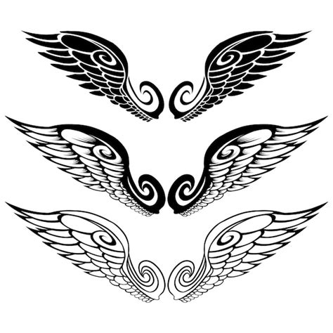 Premium Vector Vector Set Of Wings Or Angel Wings Tribal Tattoo