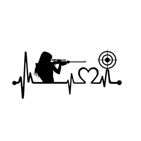 2019 Gun Girl Heartbeat Target Shooting Decal Sticker Love Guns Rifle