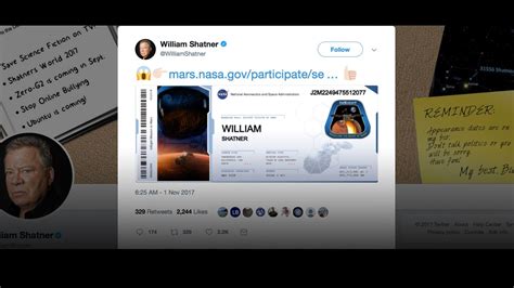 Beam Me Up William Shatner Among 24 Million Names Launching To Mars Space