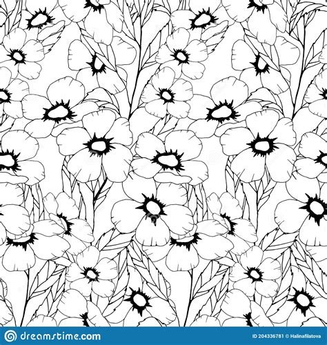 2260 Flora Pattern Seamless Pattern In Black And White Flowers And