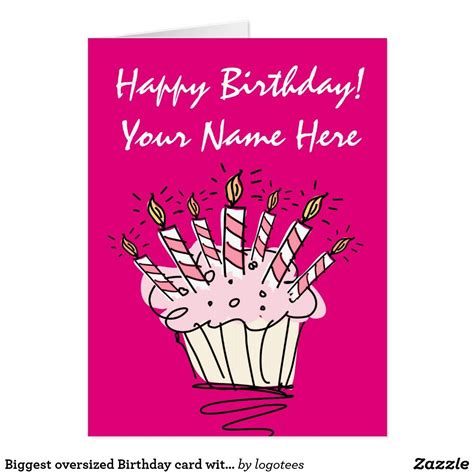 Biggest Oversized Birthday Card With Pink Cupcake Zazzle Birthday