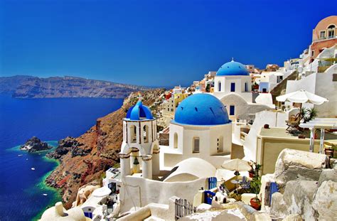 Wallpaper Sea Water Tourism Coast Town Resort Greece Santorini