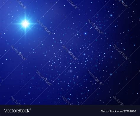 Christmas Star Night Sky With Shining Stars Vector Image