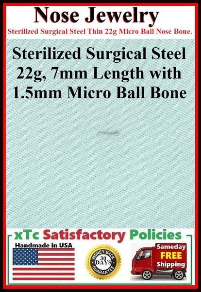 Pair Sterilized 22gauge 15mm Micro Ball Nose Bone Studs Xtc Jewelry
