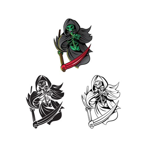 Grim Reapers Illustration Collection On White Background 20122462
