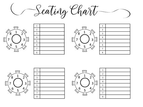 Editable Table Seating Chart Template