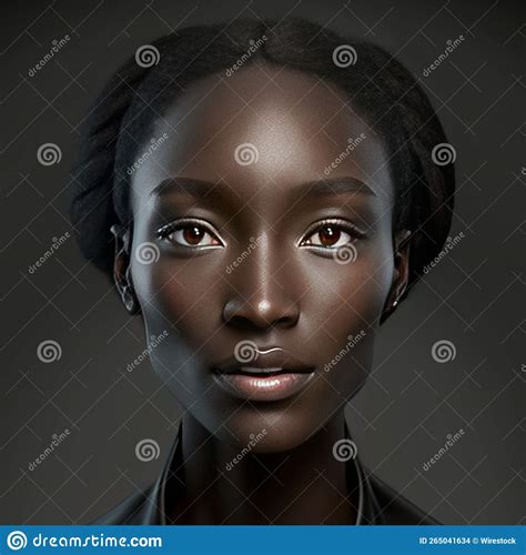 Illustration Of A Beautiful Black Woman With Brown Eyes And Black Hair