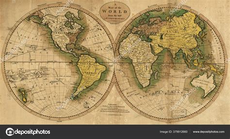Western And Eastern Hemisphere Old Map Vintage World Map With