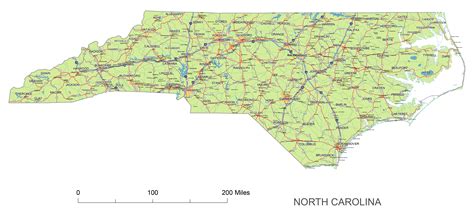 North Carolina State Vector Road Mapa Map Of Nc Includes