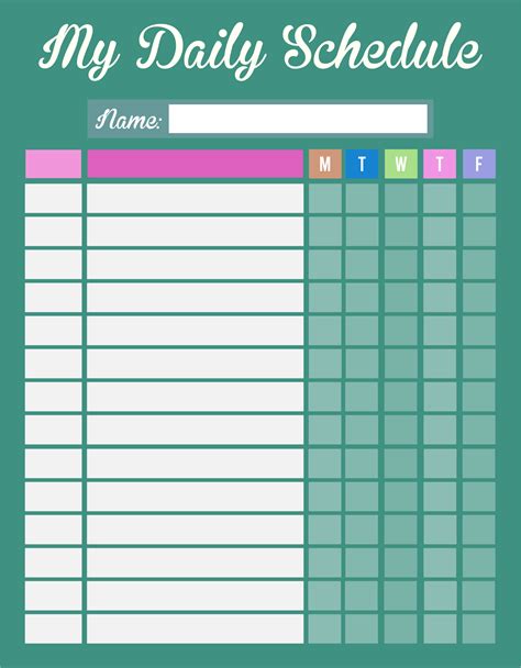 Free Printable Daily Schedule