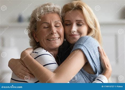 Happy Mature Mom And Adult Daughter Embrace Stock Image Image Of Mature Millennial 174915727