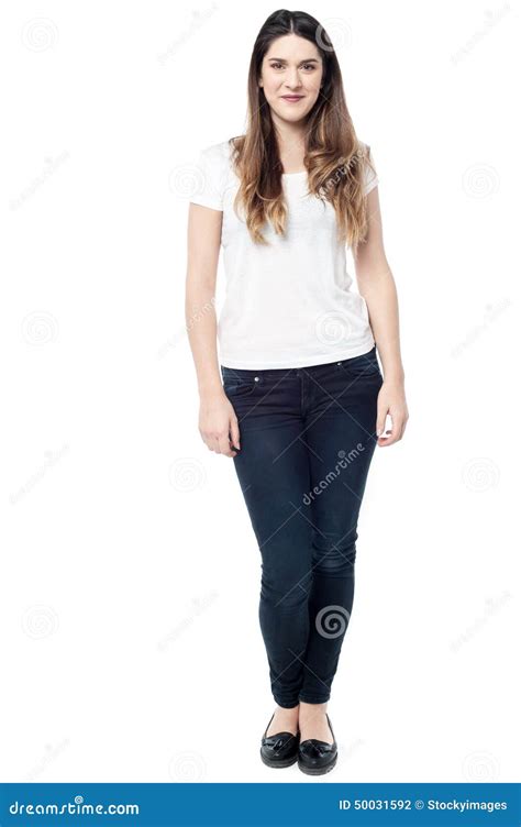 Casual Pose Of Pretty Woman Stock Photo Image Of Smiling White 50031592