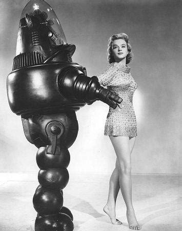 Anne Francis In Publicity Photo With Robby The Robot In Forbidden Planet