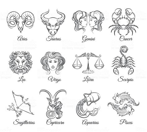 Zodiac Graphic Signs Vector Astrological Zodiac Symbols Or Zodiac