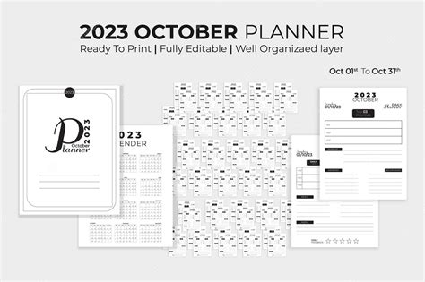 Premium Vector October Daily Planner 2023
