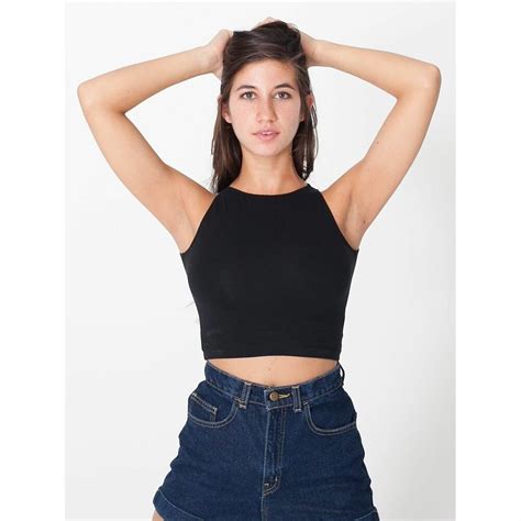 American Apparel Cotton Spandex Sleeveless Black Crop Top 8369 Made In