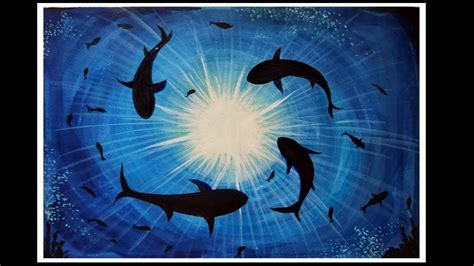 Underwater Sharks Painting Acrylic Painting Tutorial Easy Aquatic