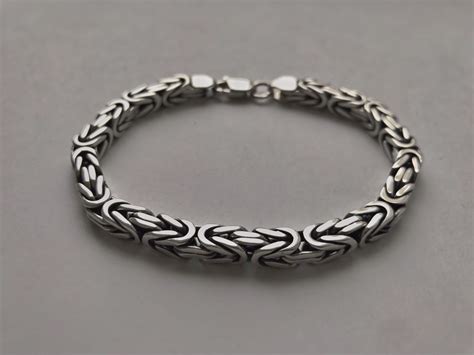 Mens Silver Bracelet Byzantine Solid Sterling Silver 925 Etsy