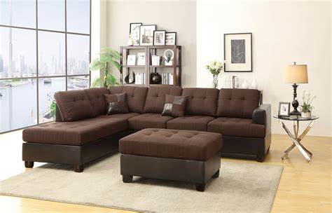 F7602 Chocolate 2 Pcs Sectional Sofa Set By Poundex