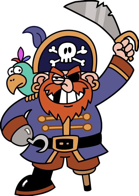 Pirate With Sword And Parrot Clipart Free Download Transparent Png