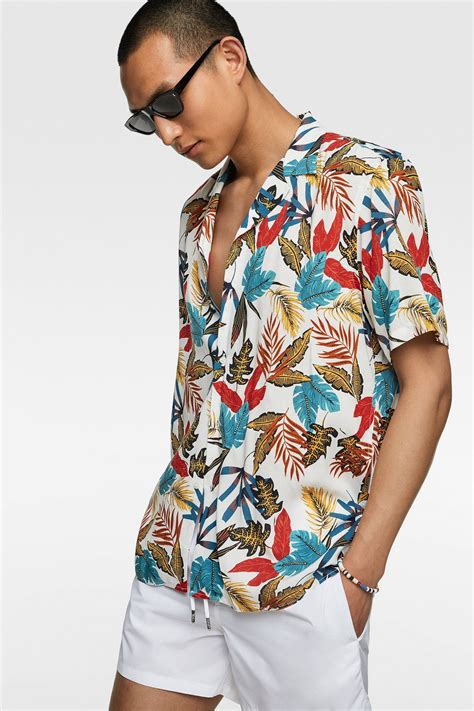 Tropical Print Shirt Beachwear Man Zara United States