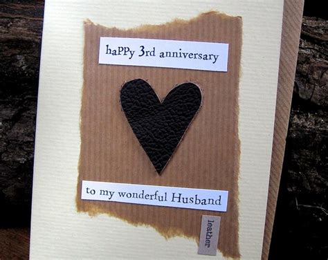 3rd Wedding Anniversary Card Leather Husband Traditional Etsy