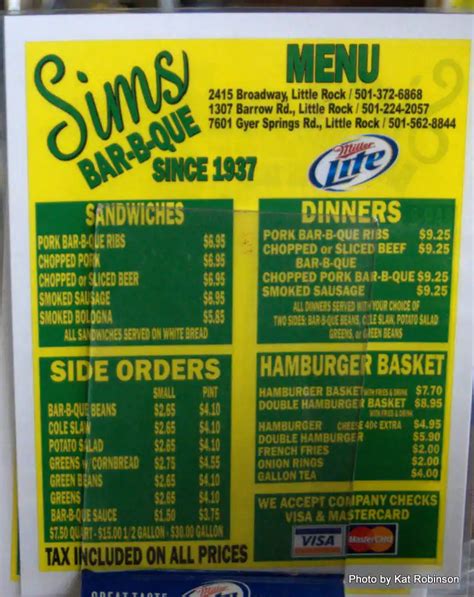 menu at sim s bar b que little rock john barrow rd a