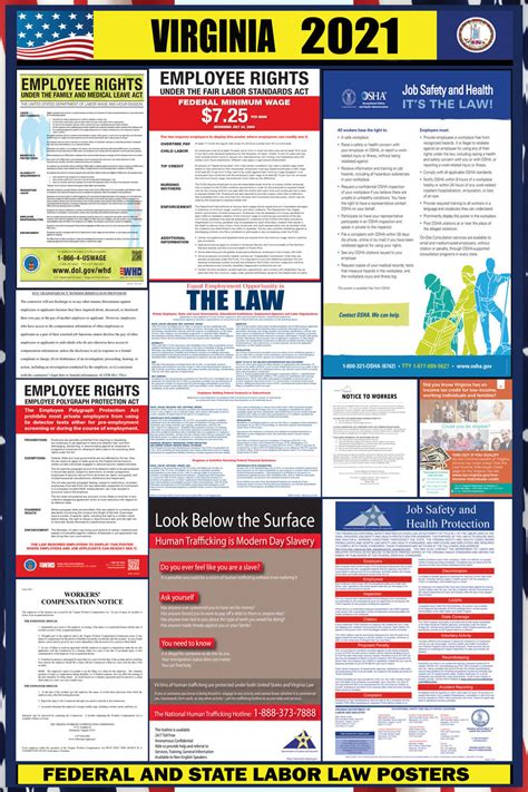 Health and safety law poster 2021. 2021 Virginia State and Federal Labor Law Poster - VA ...