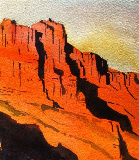 Superstition Mountains Original Watercolor Painting Etsy Desert