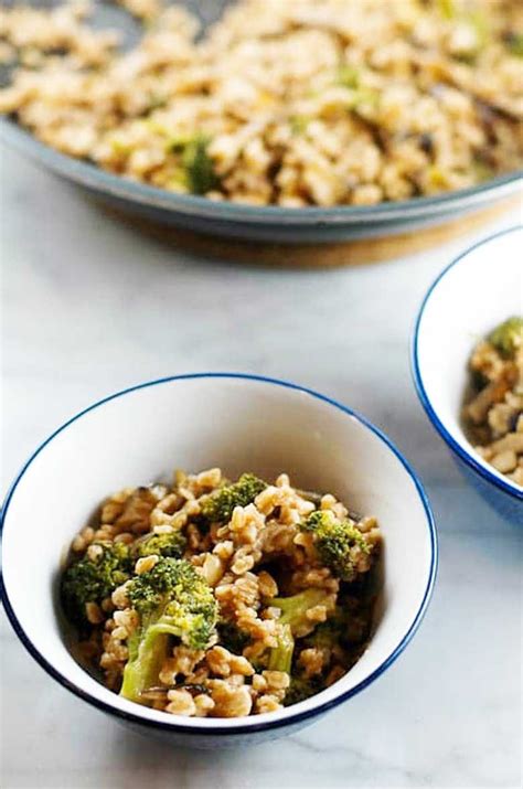 View recipe photo by alex lau, food styling by chris morocco, prop styling by emily eisen Farro with Broccoli and Shiitakes: A Great Vegetarian Main Dish | Recipe | Vegetarian main ...