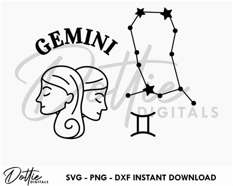 Gemini Bundle Svg Png Dxf Star Sign Pack Cutting File Design