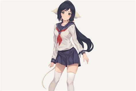 Long Hair Anime Girl In School Uniform