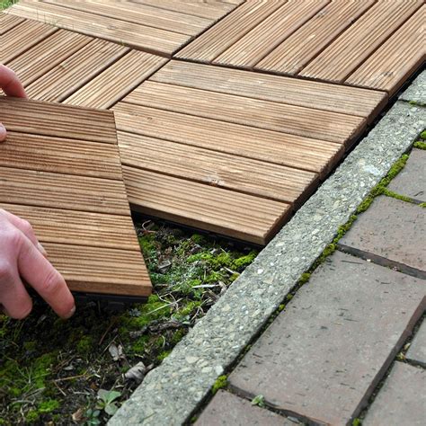 Good day, now i want to share about wood flooring ikea. 9 PACK WOODEN DECKING TILES DECK EASY CLICK SLABS GARDEN ...