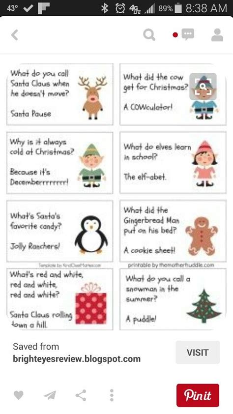 Joke Cards Elf On A Shelf Christmas Riddles Christmas Jokes For Kids