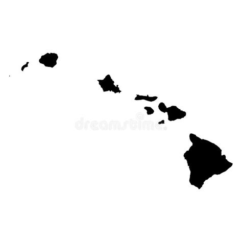 Hawaii Vector Map Silhouette High Detailed Illustration United State