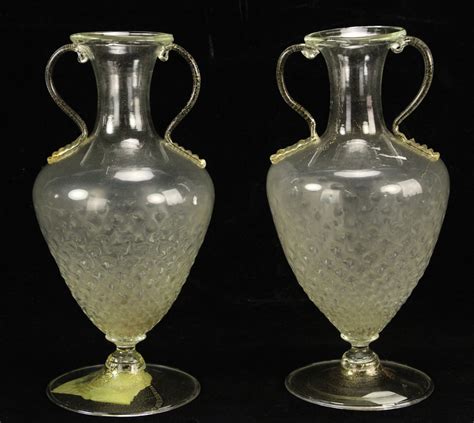 Lot Detail Pair Of 19thc Venetian Glass Vases