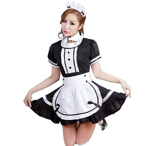 women maid cos uniform anime show restaurant cute work crossdress outfit dress аниме cosplay