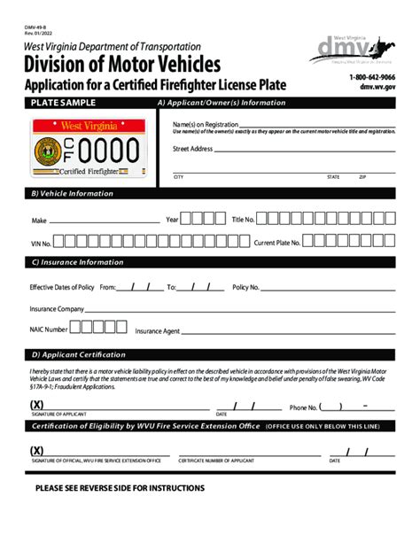 Certified Firefighter Wv Division Of Motor Vehicles Wv Gov Form Fill