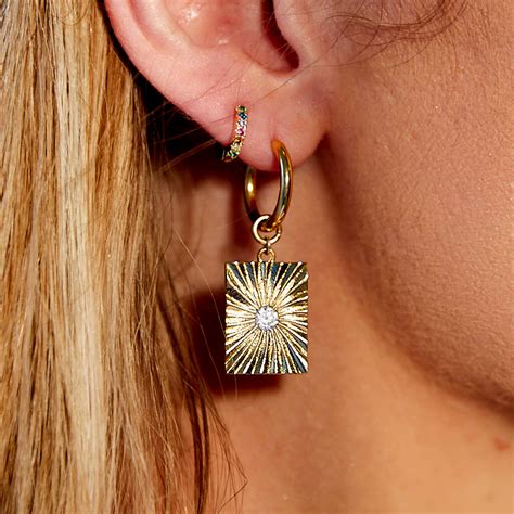 Square Medallion Hoop Earrings By Misskukie Notonthehighstreet Com