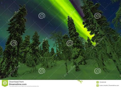 Aurora Boreal En El Final Laponia Imagen De Archivo Imagen De Hielo