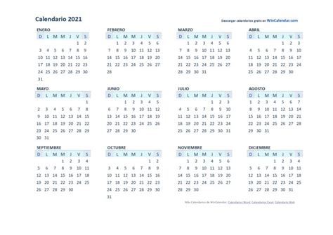 Wincalendar Calendario 2021 Para Descargar