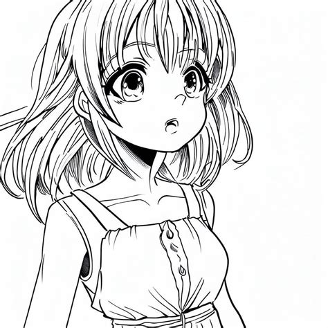 Dibujos De Chica Anime Sorprendida Para Colorear Para Colorear Pintar